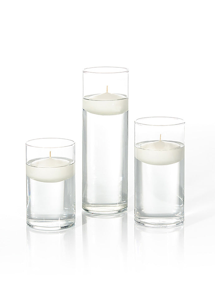 18 Floating Candles and Cylinder Vases