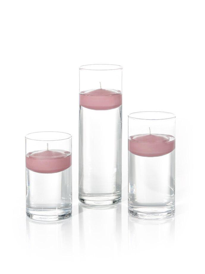 6 Floating Candles and Cylinder Vases