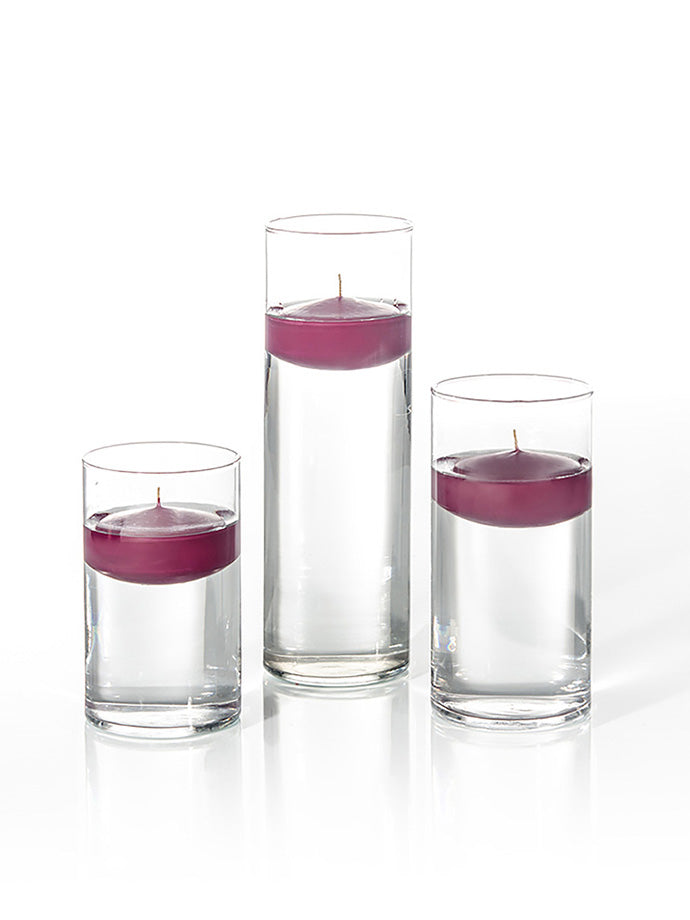 18 Floating Candles and Cylinder Vases