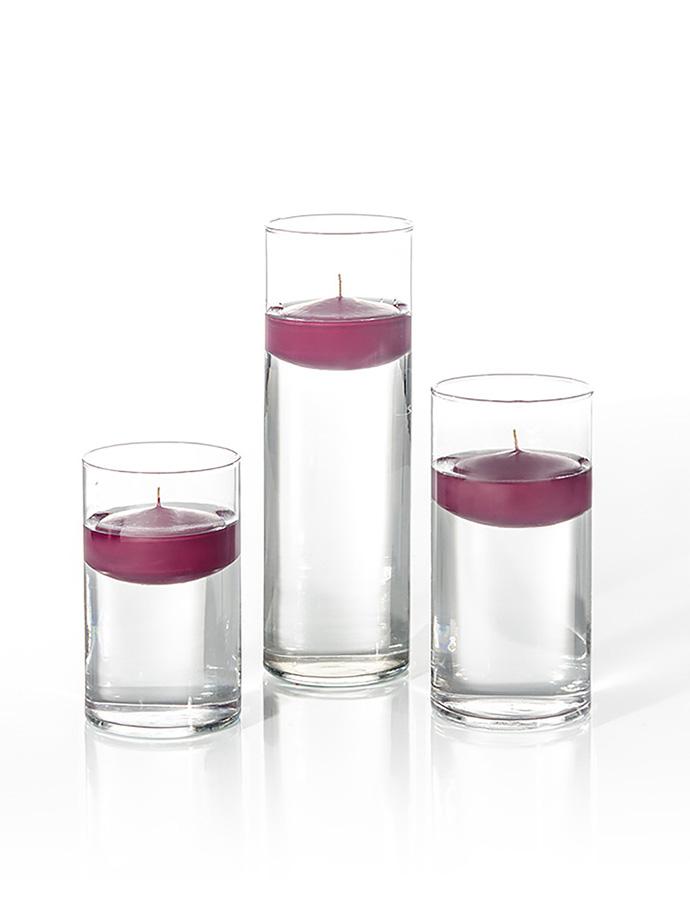 6 Floating Candles and Cylinder Vases