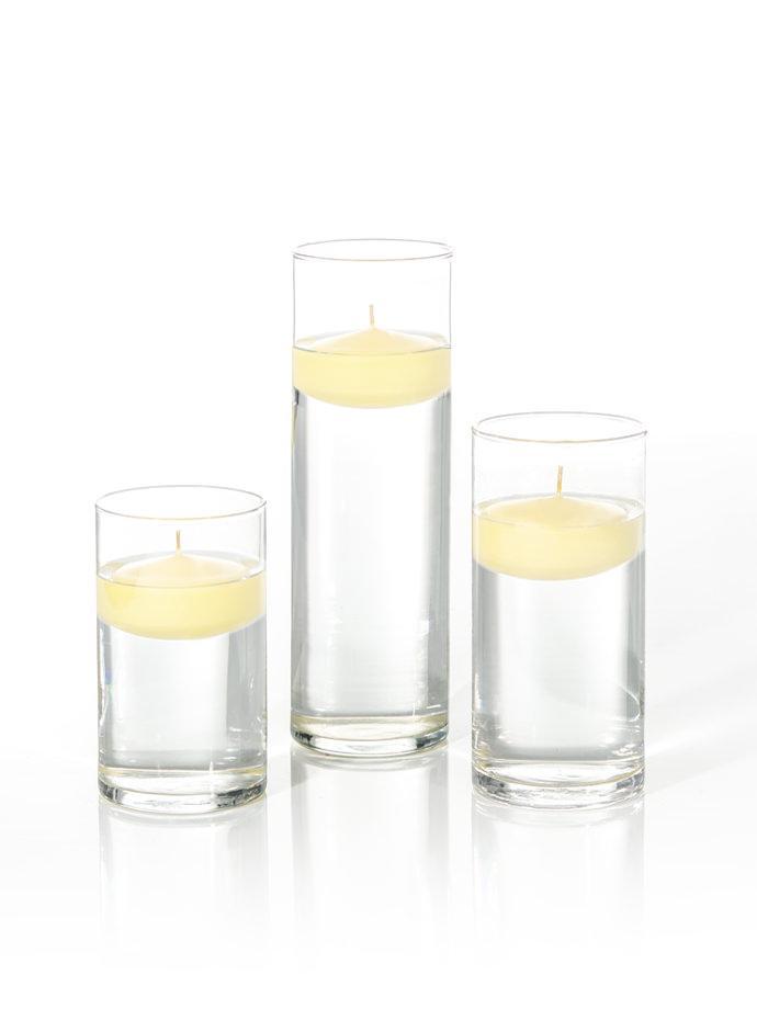 3" Floating Candles and Cylinder Vases Buttercup Yellow