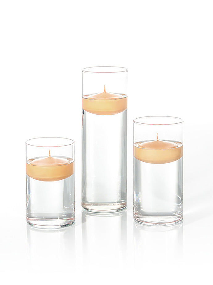 18 Floating Candles and Cylinder Vases