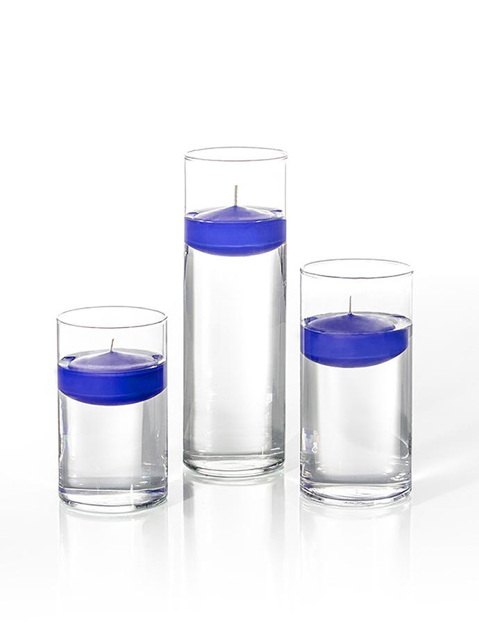 6 Floating Candles and Cylinder Vases