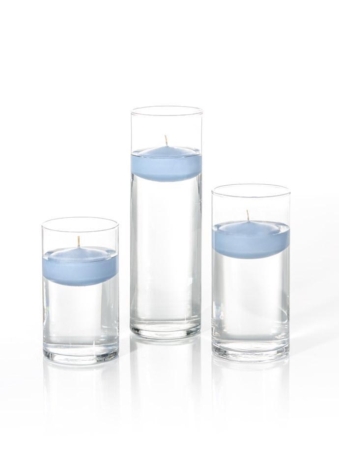 3" Floating Candles and Cylinder Vases Periwinkle Blue