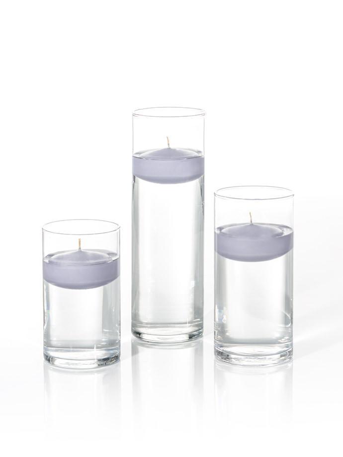 3" Floating Candles and Cylinder Vases Lilac