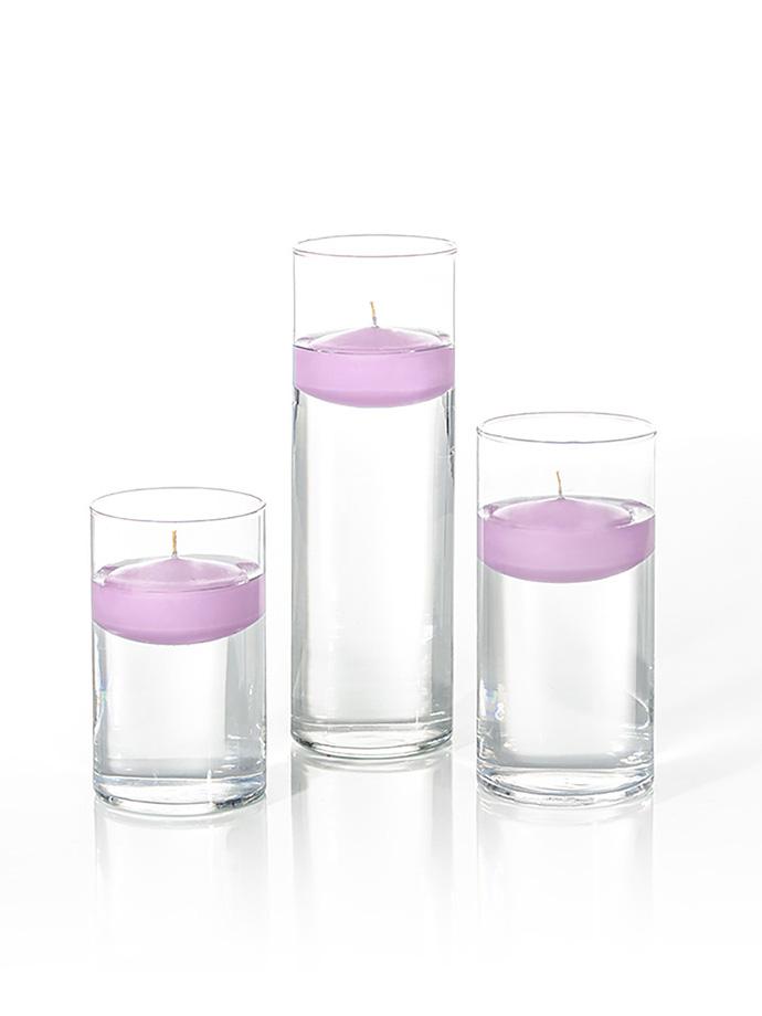 6 Floating Candles and Cylinder Vases