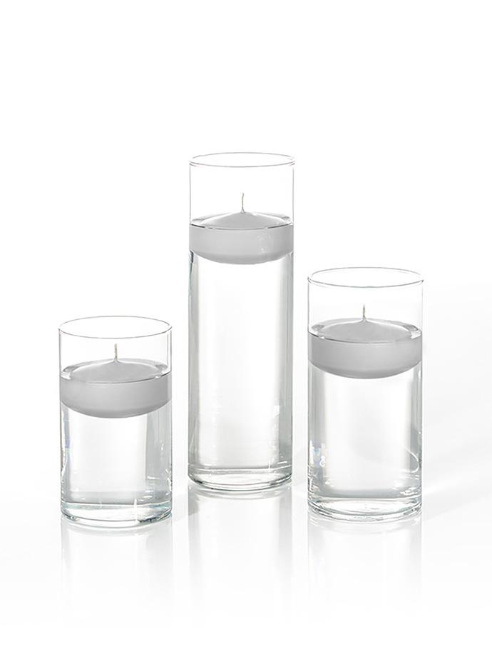 6 Floating Candles and Cylinder Vases