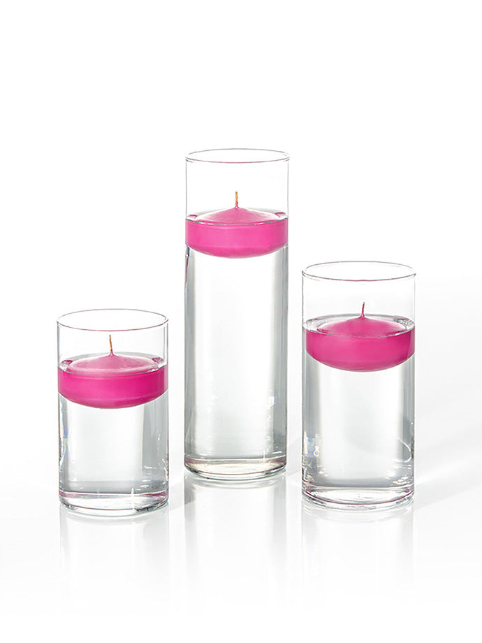 18 Floating Candles and Cylinder Vases