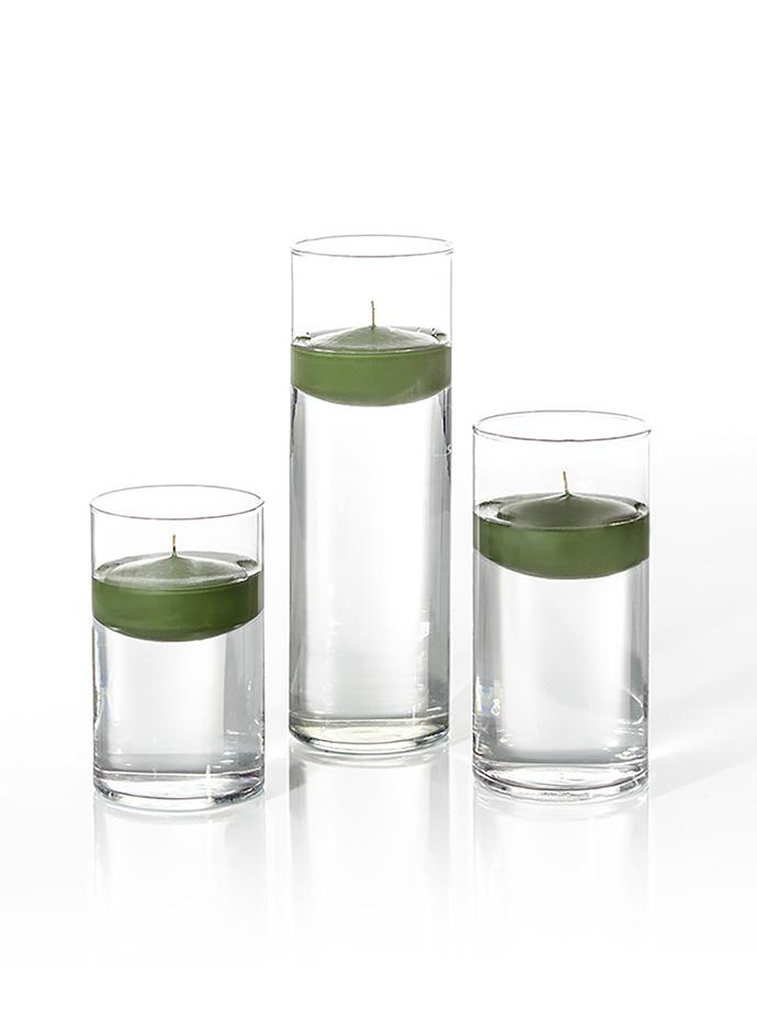 6 Floating Candles and Cylinder Vases