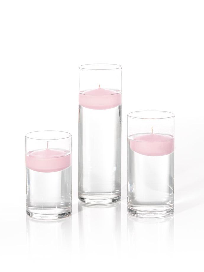 3" Floating Candles and Cylinder Vases Blush