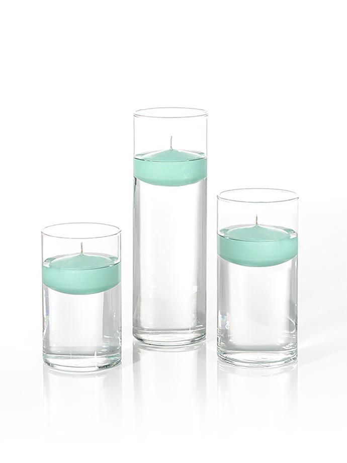 6 Floating Candles and Cylinder Vases