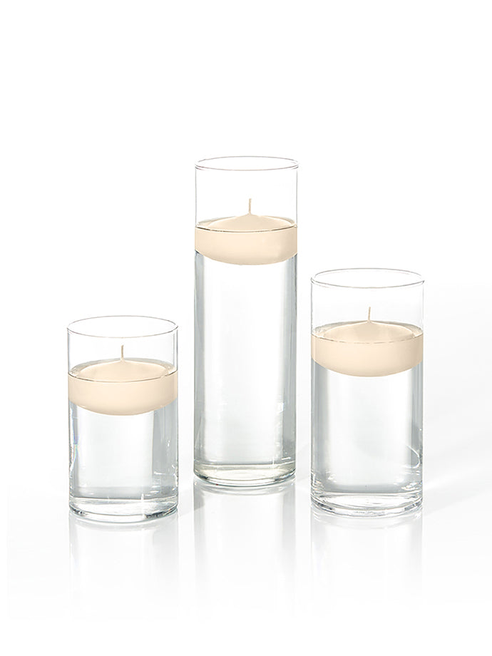 18 Floating Candles and Cylinder Vases