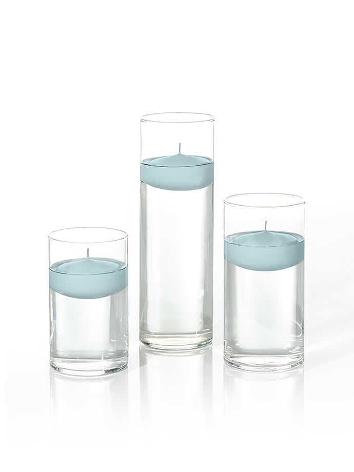 6 Floating Candles and Cylinder Vases