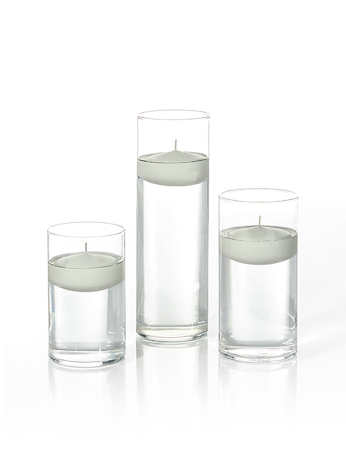 18 Floating Candles and Cylinder Vases