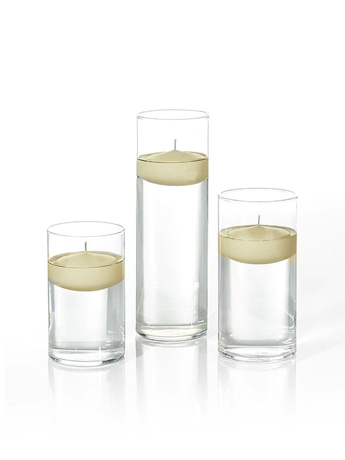 6 Floating Candles and Cylinder Vases