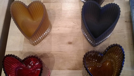 Glass Heart Tealight Holder - 3 X 2.75 X 3.5