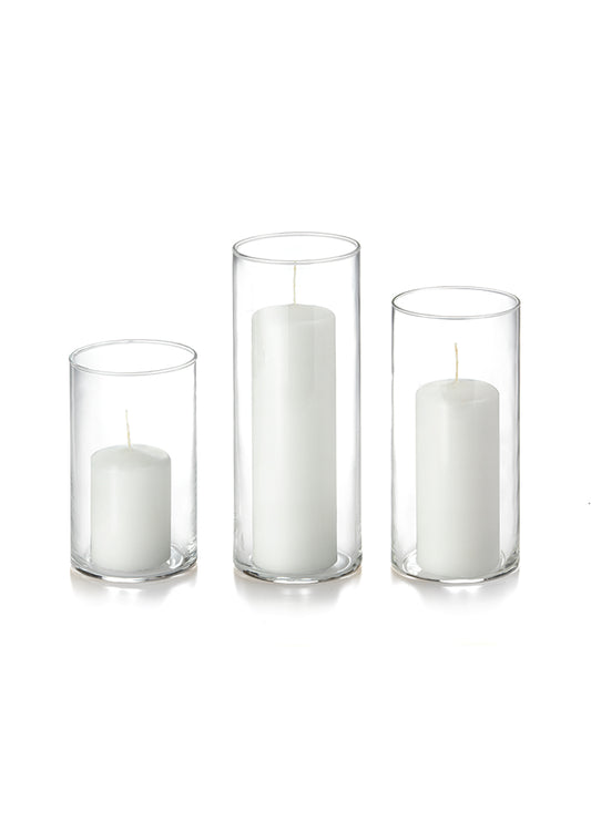 36 Slim Pillar Candles and Cylinder Vases