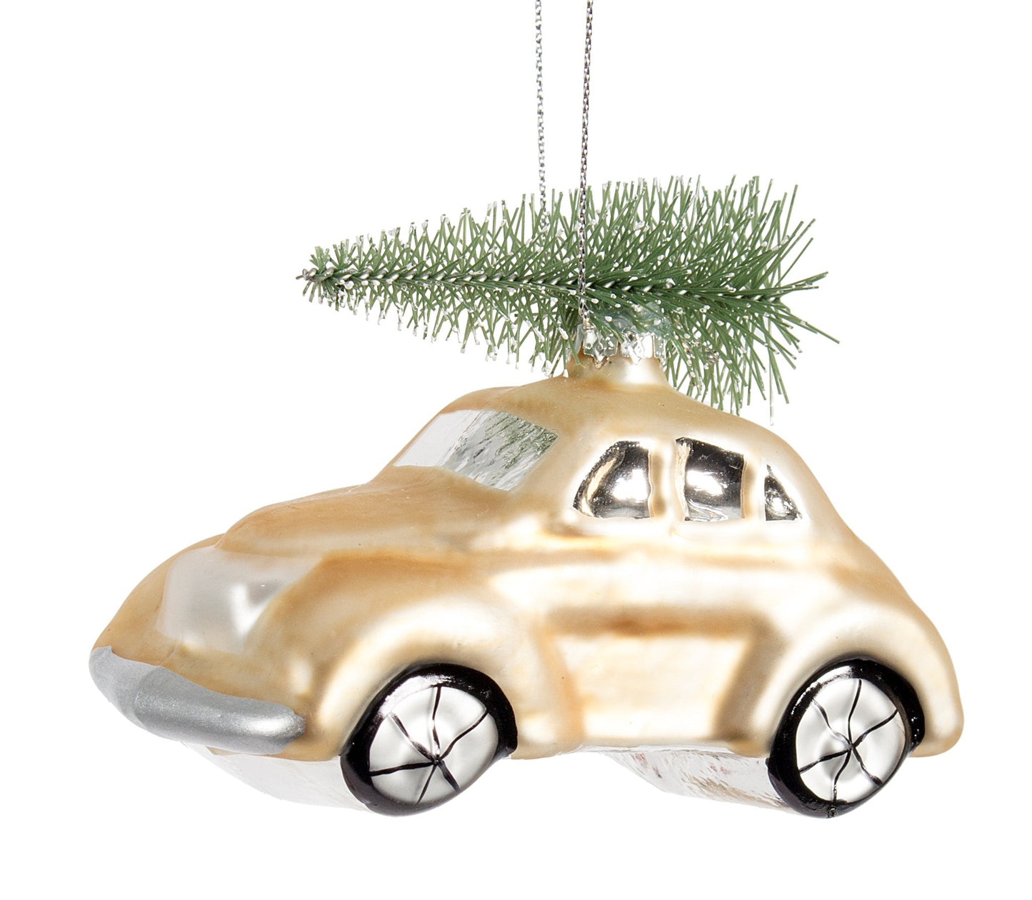 ORN-GOLD CAR W-TREE 4in